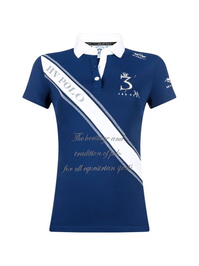 Polo bleu marine avec una franja blanc diagonal de femme modèle Lector - HV Polo