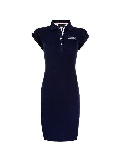 Vestido bleu marine à manches courtes avec hombros de rejilla modèle Caya - HV Polo