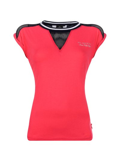 T-shirt de tissu rose avec hombros de rejilla pour femme modèle Indra - HV Polo
