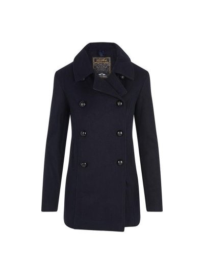 Trenca longue de paño bleu marine pour femme - Thessa - HV Polo