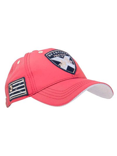 Casquette corail avec broderies en blanc, noir et beige - Hyde - HV Polo
