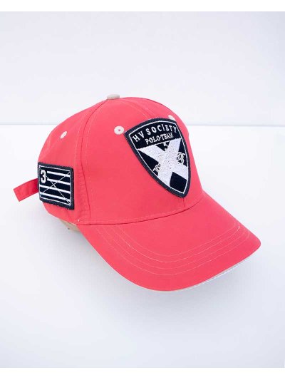 Casquette corail avec broderies en blanc, noir et beige - Hyde - HV Polo - imagen 4