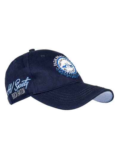 Casquette denim bleu clair avec broderies en blanc et bleu électrique - Bay - HV Polo