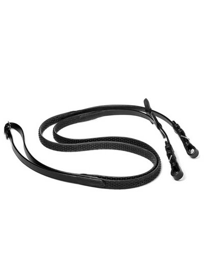 Rênes en cuir et caoutchouc noire de 16mm pour cheval - Lexhis