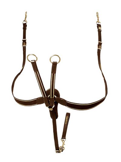 Bricole anglaise marron foncé croisée avec élastique et collier pour cheval - Lexhis