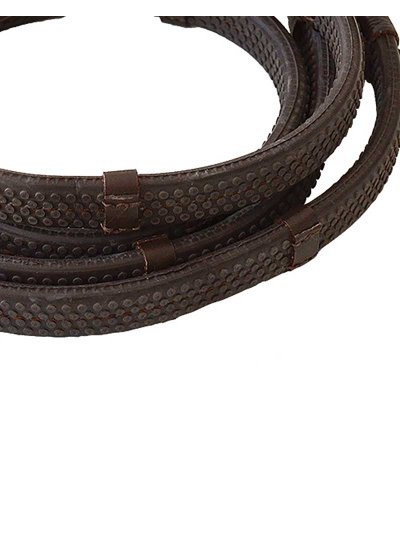 Rênes en caoutchouc marron foncé de 1,25cm avec picots pour cheval - Lexhis - imagen 2