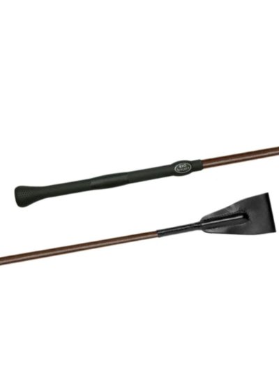 Cravache d'obstacle marron (60cm) à manche caoutchouc et languette en cuir EVO-GRIP - Fleck