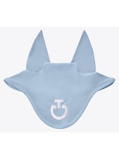 Orejeras azul claro(niebla azul) con el logo en blanco con orejas finas elásticas para caballo y pony - Cavalleria Toscana