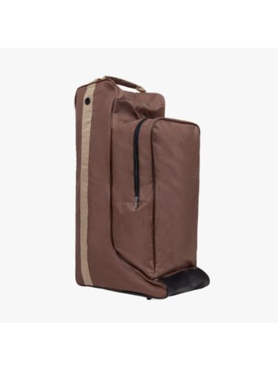 Bolsa para botas y casco en color marron con detalles en beige claro- Combi - QHP