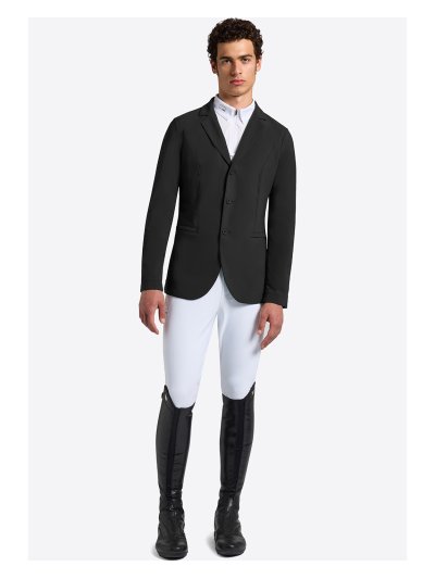 Black competition jacket with grey logo in technical fabric for men - RG