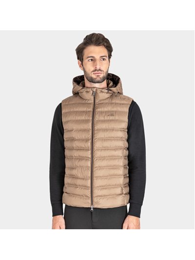 Chaleco beige para invierno con cremallera y capucha para hombre - Eniare - Equiline