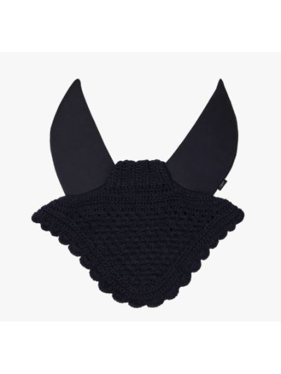 Bonnet en crochet bleu marine avec oreilles anti-bruit pour cheval Flore - QHP