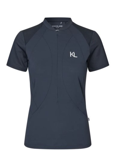 Camiseta de entrenamiento de manga corta en azul marino con media cremallera delante y el logotipo en blanco-KLNaira-Kingsland