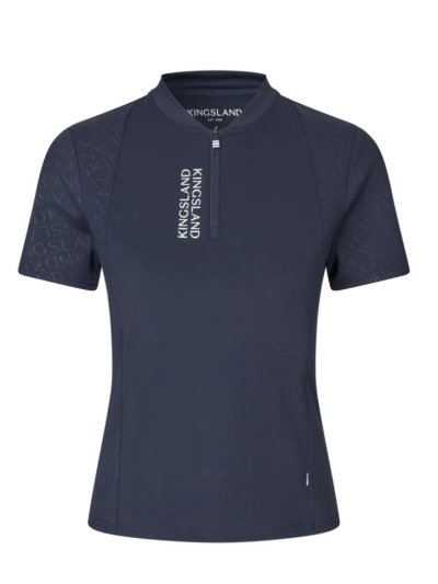 Camiseta de entrenamiento de manga corta en azul marino con los laterales en malla y media cremallera delante-KLNima-Kingsland