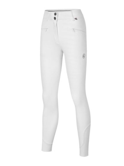 Pantalones blancos de montar con dos botones y cintura regular (grip rodilla) para mujer-KLKerry-Kingsland