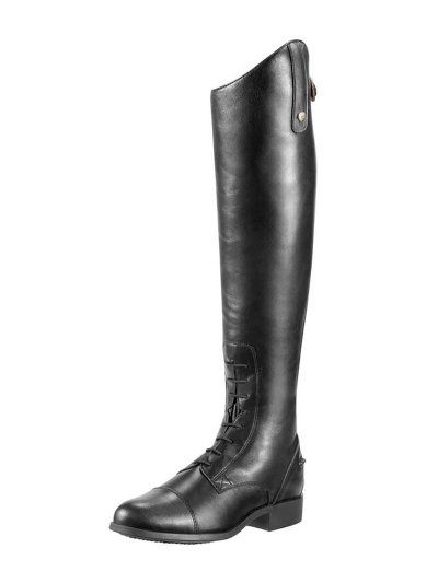 Bottes noires en cuir pour l'équitation à lacets et fermeture éclair arrière pour homme modèle Heritage Contour Field Zip - Ariat