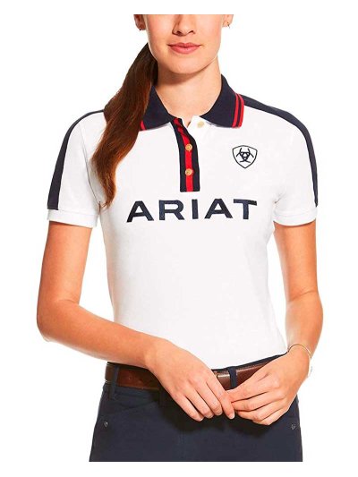 Polo en piqué à manches courtes blanc pour femme - New Team - Ariat
