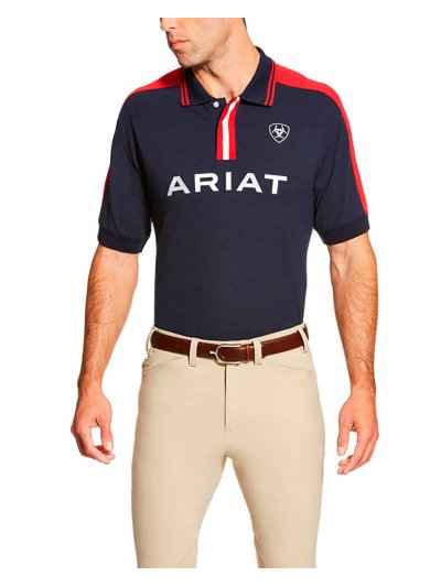 Polo en piqué à manches courtes bleu marine pour homme - New Team - Ariat