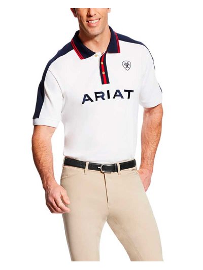 Polo en piqué à manches courtes blanc pour homme - New Team - Ariat