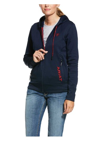 Sweat polaire bleu marine avec fermeture éclair et capuche pour femme - Keats - Ariat