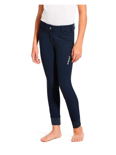 Pantalons d'équitation bleu marine avec grip à fond intégral junior unisexe - Tri Factor - Ariat