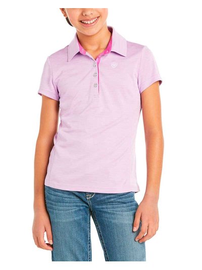 Polo d'entraînement à manches courtes lilas/rose clair (violet tulle) pour fille - Laguna - Ariat