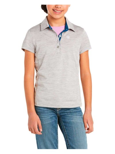 Polo d'entraînement à manches courtes gris clair (heather grey) junior unisexe - Laguna - Ariat