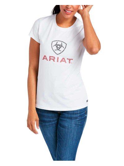 T-shirt blanc à manches courtes pour femme - HD Logo - Ariat