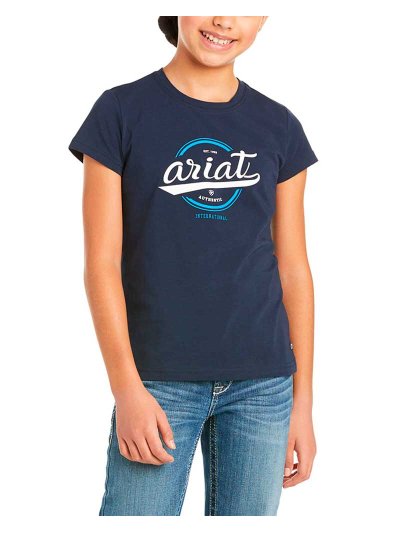T-shirt en coton à manches courtes bleu marine junior unisexe - Authentic logo - Ariat