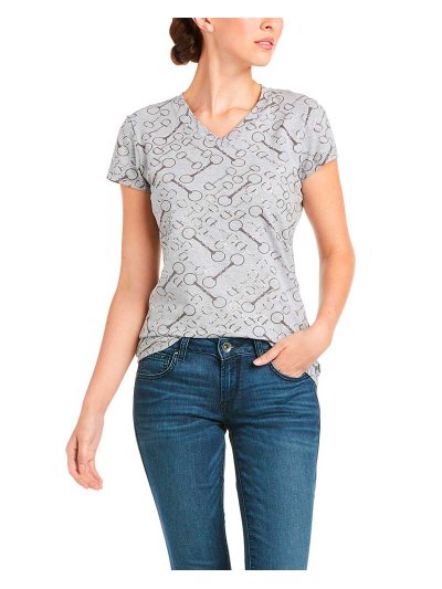 T-shirt gris imprimée à manches courtes pour femme - Snaffle - Ariat