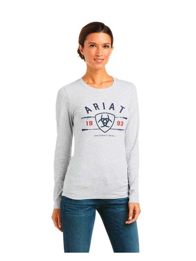 T-shirt à manches longues gris clair pour femme - International Logo - Ariat