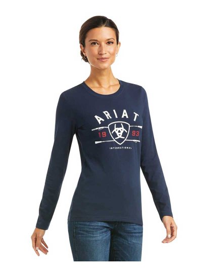 T-shirt à manches longues bleu mairno pour femme - International Logo - Ariat