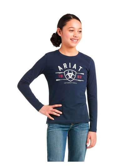 T-shirt de à manches longues bleu marine avec logo junior unisexe -International - Ariat