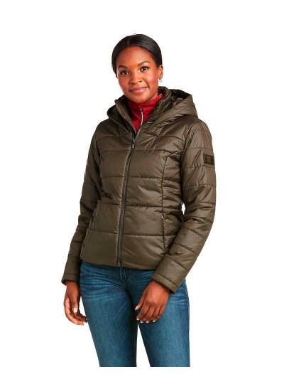 Manteau matelassé avec capuche marron foncé pour femme - Harmony - Ariat