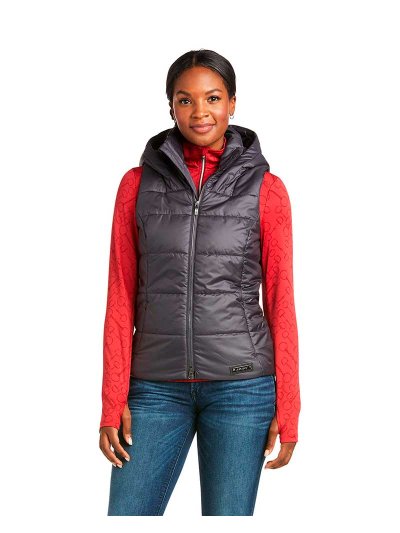 Gilet matelassé avec capuche bleu grisaceo pour femme - Harmony - Ariat