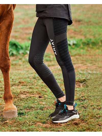 Leggings d'équitation noir (grip aux genoux) pour femme - EOS Moto - Ariat