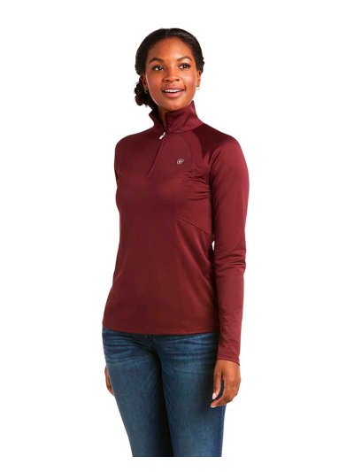 T-shirt d'entraînement à manches longues bordeaux pour femme - Sunstopper - Ariat