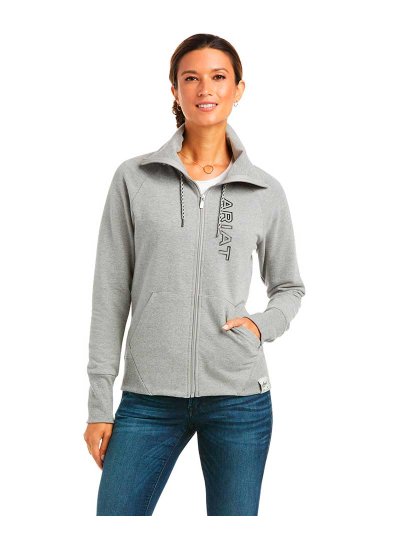 Sweat polaire avec fermeture éclair gris clair pour femme - Team Logo - Ariat