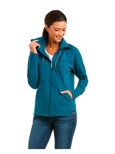 Sweat polaire avec fermeture éclair turquoise foncé pour femme - Team Logo - Ariat