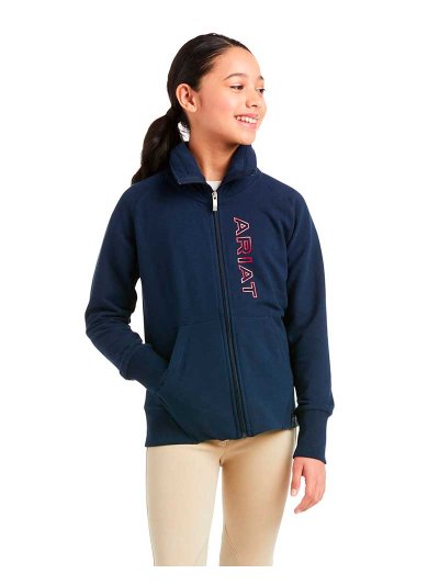 Sweat polaire bleu marine avec fermeture éclair et col haut junior unisexe - Team Logo - Ariat