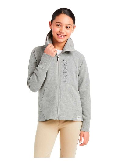 Sweat polaire gris clair avec fermeture éclair et col haut junior unisexe - Team Logo - Ariat