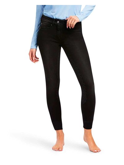 Pantalons d'équitation denim noir (grip à fond intégral) pour femme - Halo - Ariat
