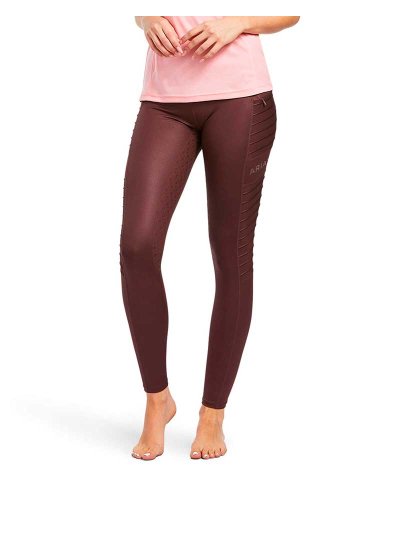 Leggings d'équitation marron brillant (grip à fond intégral) pour femme EOS Moto - Ariat