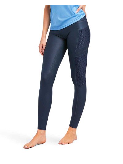 Leggings d'équitation bleu marine brillant (grip à fond intégral) pour femme - EOS Moto - Ariat