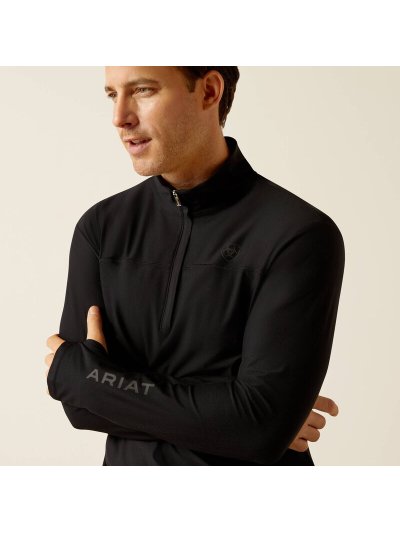 Men's Black Long-Sleeve Half-Zip Polo - Lowell 3.0 - Ariat