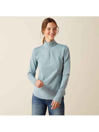 T-shirt d'entraînement polaire vert grisâtre à manches longues et media fermeture éclair pour femme Gridwork 2.0 - Ariat
