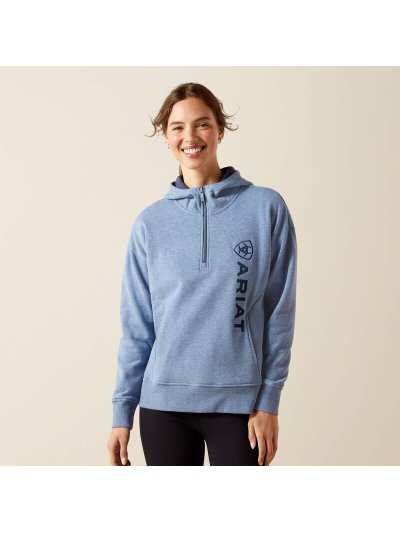Women’s Light Blue Fleece Hoodie with Front Half-Zip – Rabere - Ariat