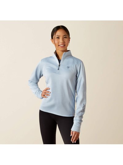 Sweat polaire bleu ciel avec media fermeture éclair et el logo en manche izquierda pour junior Team EQ - Ariat