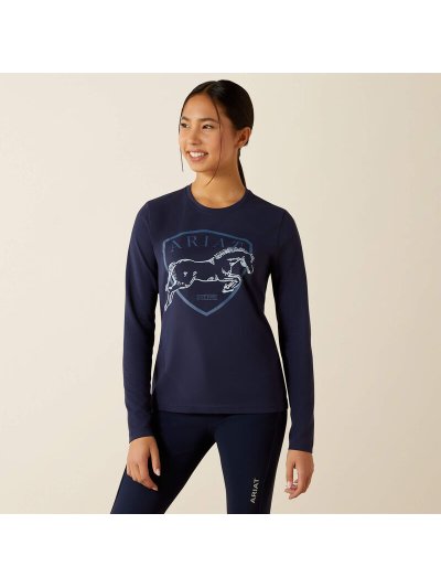 Navy blue long sleeve t-shirt with front logo for kids Liberty Jump - Ariat