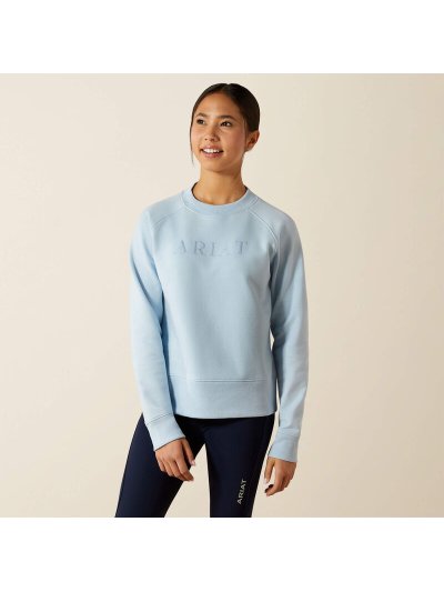 Light blue fleece sweatshirt with embroidered logo on the front for kids Martine - Ariat